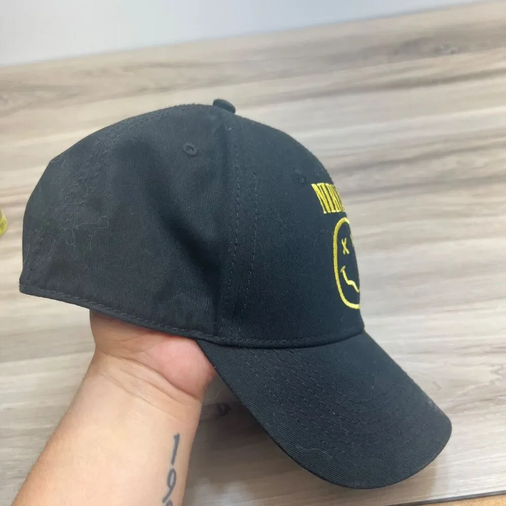 Nirvana Snapback Hat Cap‎ Black Smiley Face Logo Rock/Punk  Music Baseball Cap